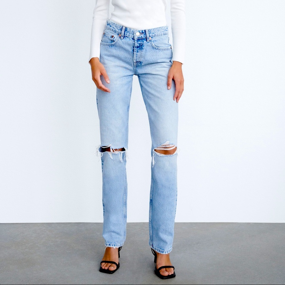 Zara full length straight jeans